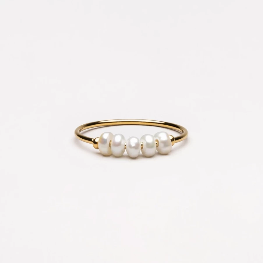Atolea Jewelry Mini Pearl Ring - Elegant Small Pearls Band for Women