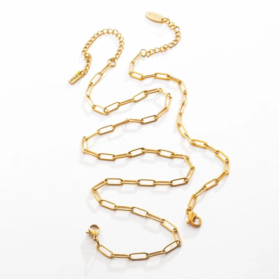 Atolea Jewelry Paperclip Chain Necklace - Elegant Gold or Silver Minimalist Link Bundle