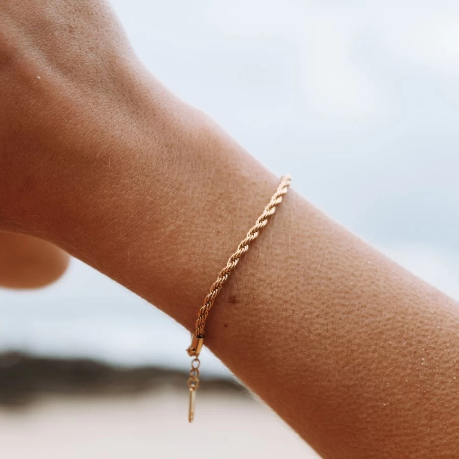 Atolea Jewelry Calvi Rope Chain Bracelet for Women - Gold & Silver Stainless Steel Adjustable Bangle