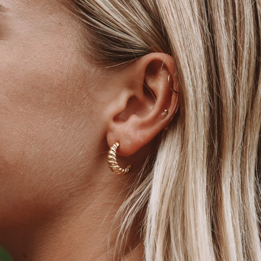 Atolea Jewelry Croissant Hoop Earrings - Gold French Pastry Dangle Earrings for Women