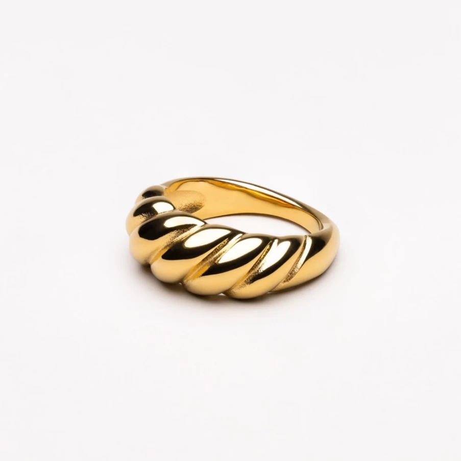 Atolea Jewelry Croissant Ring - Elegant Crescent Moon Gold Plated Dainty Ring for Women