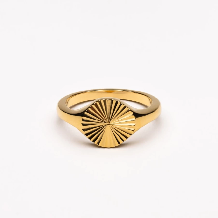 Atolea Jewelry Sun Signet Ring - Gold Zodiac Sign Ring for Women & Men, Solar Symbol Fashion Ring