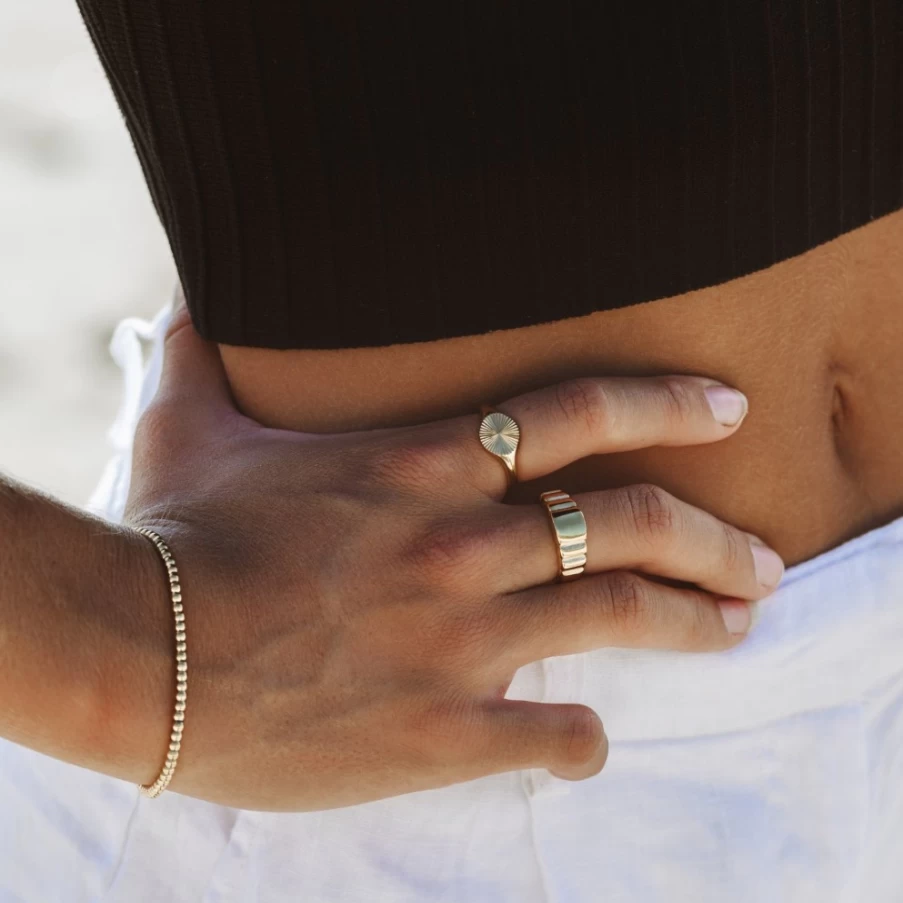 Atolea Jewelry Sun Signet Ring - Gold Zodiac Sign Ring for Women & Men, Solar Symbol Fashion Ring